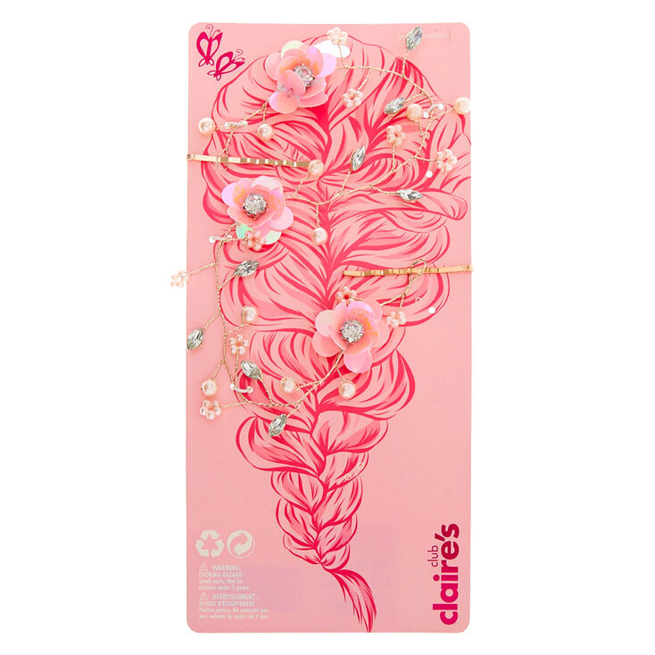 Claire&#39;s Club Rose Gold Flower Hair Vine,