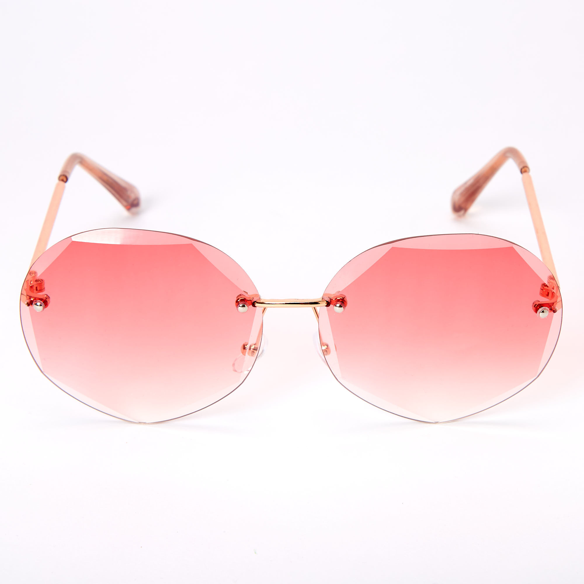 Beveled Octagon Rimless Sunglasses Pink Claire s US