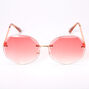 Beveled Octagon Rimless Sunglasses - Pink,