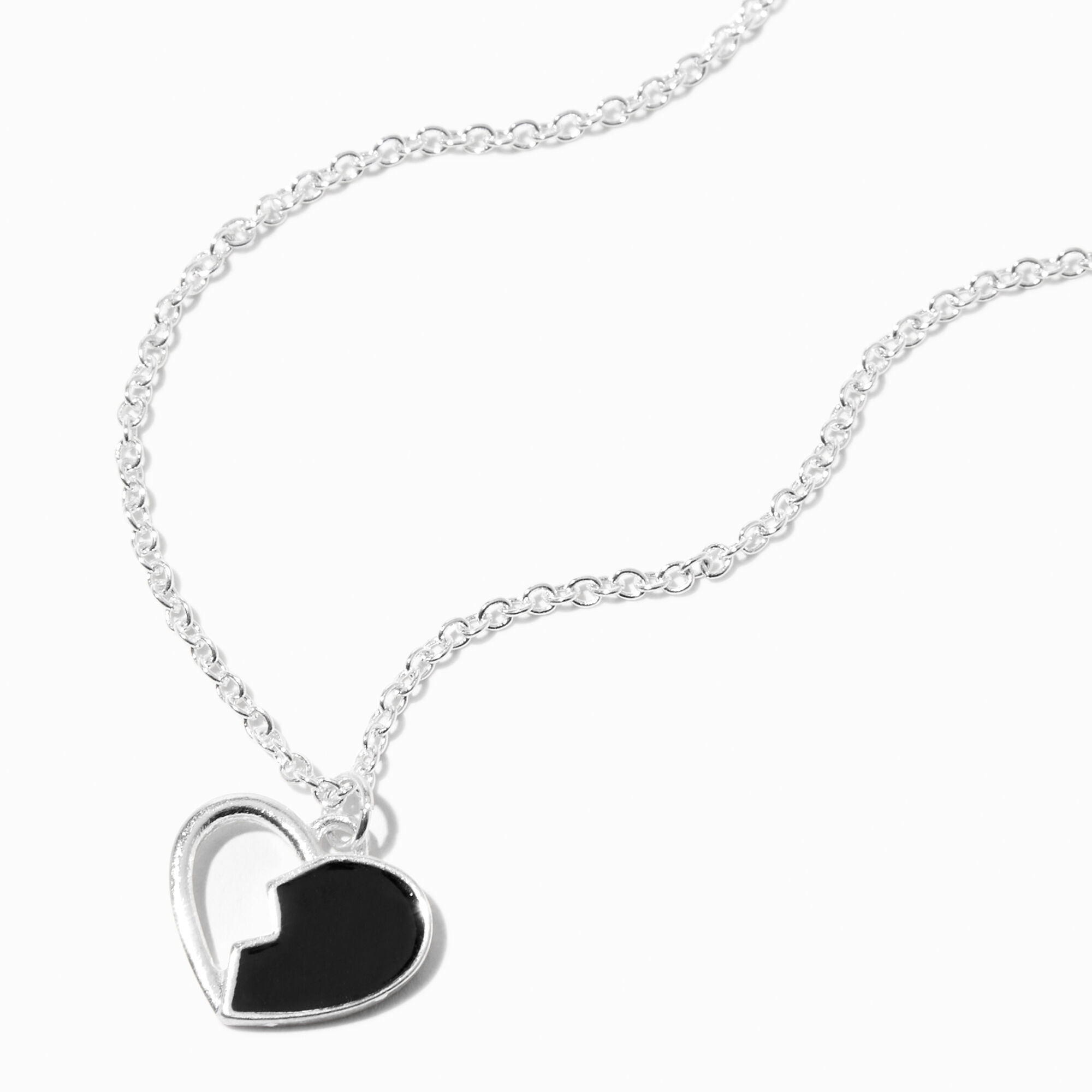 View Claires Broken Heart Necklace Earrings Set 2 Pack Black information