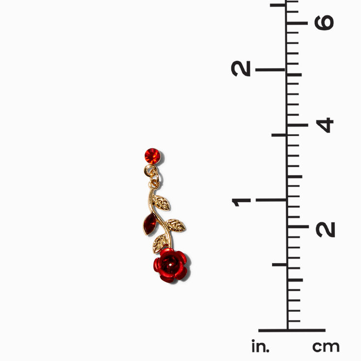 Long-Stemmed Red Rose 1&quot; Drop Earrings,