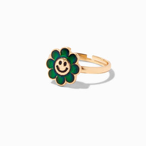 Gold Happy Face Daisy Mood Ring,