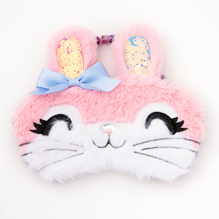 Fluffy Bunny Sleeping Mask - Pink,