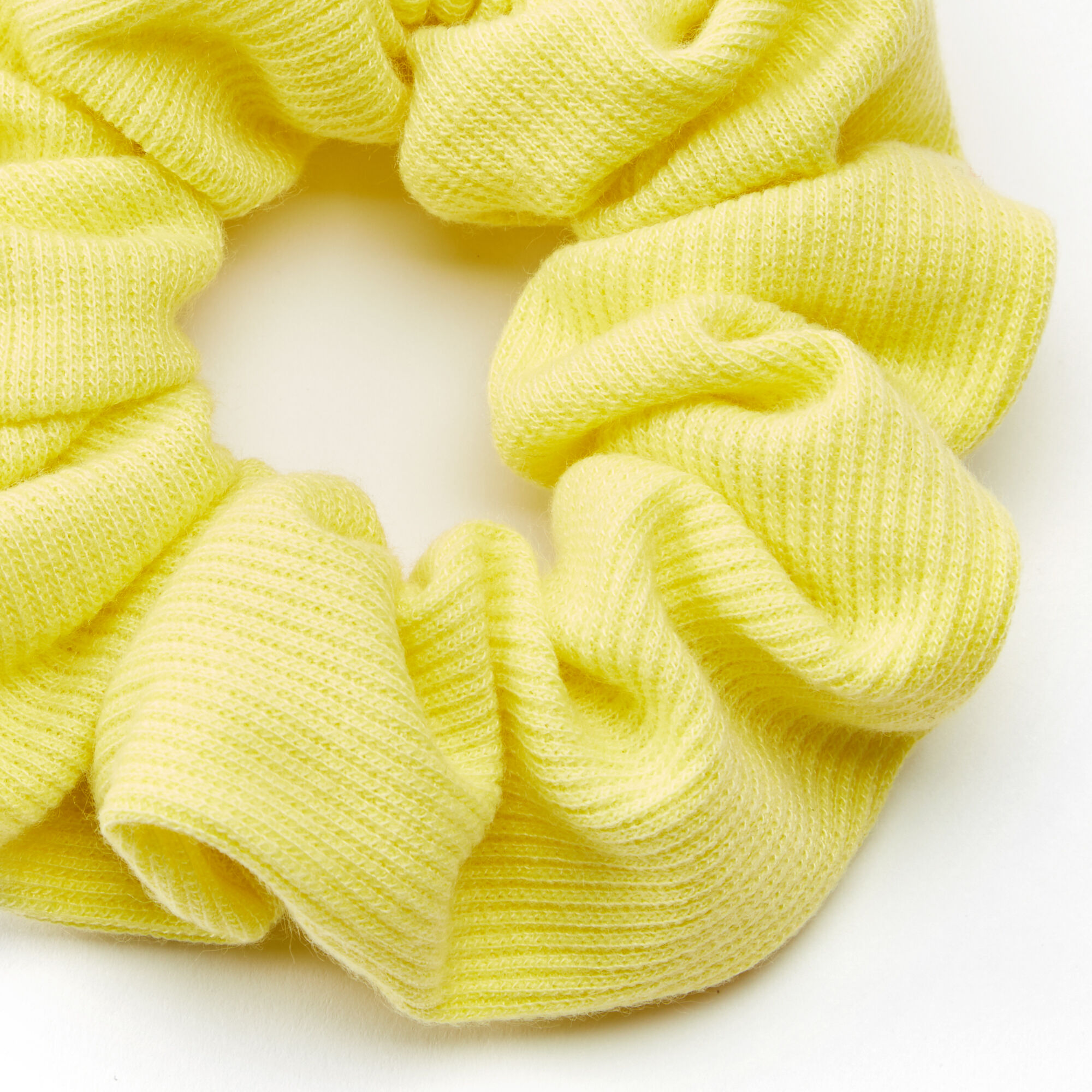 Medium Ribbed Hair Scrunchie - Lemon Yellow,