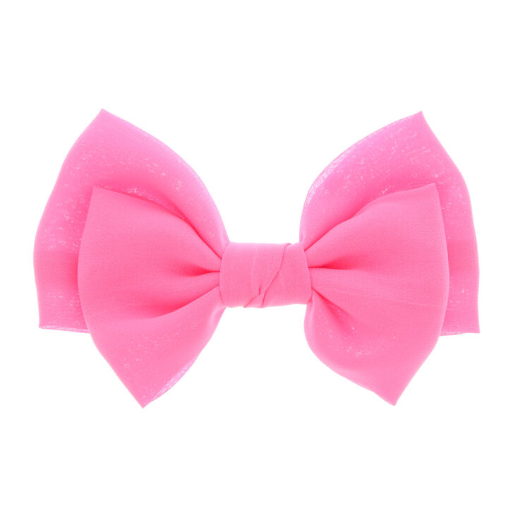 Large Neon Pink Bow Hair Clip,