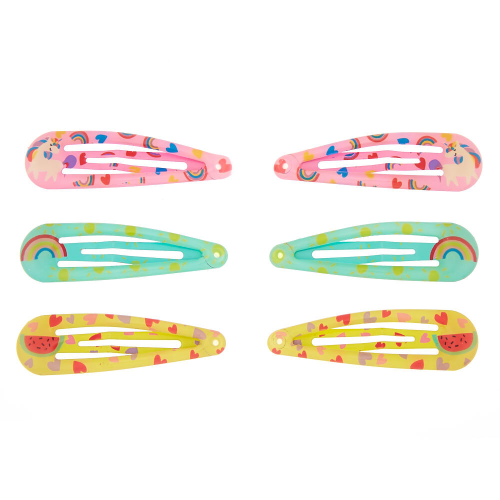 Lot de 6 barrettes clic clac motif pastèque magique du Club Claire's,