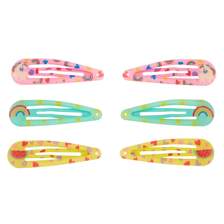 Lot de 6&nbsp;barrettes clic clac motif past&egrave;que magique du Club&nbsp;Claire&#39;s,