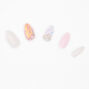 Faux ongles stiletto luxueux avec strass opalescents effet marbr&eacute; - Blanc, lot de 24,