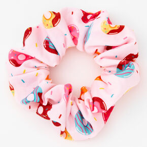 Donut Print Hair Scrunchie - Pink,