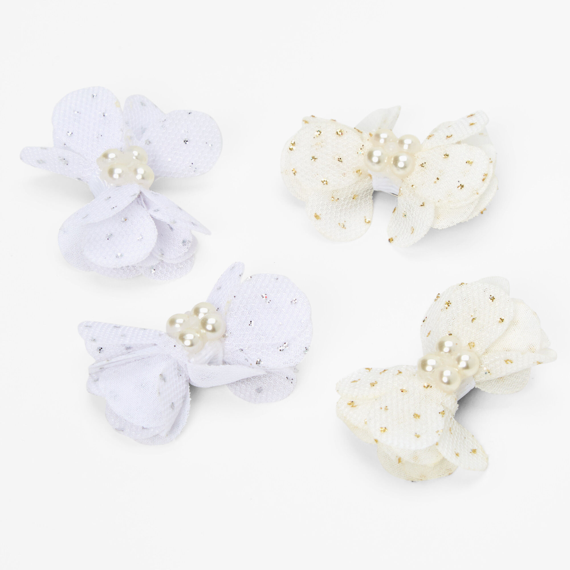 View Claires Club Special Occasion Chiffon Bow Hair Clips 4 Pack information