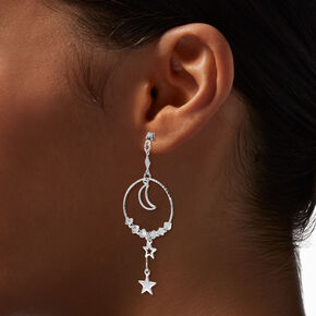 Delicate Celestial Hoop 3&quot; Drop Earrings,