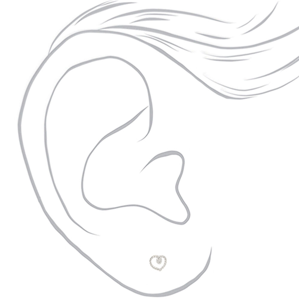 Silver Rope Heart Stud Earrings,