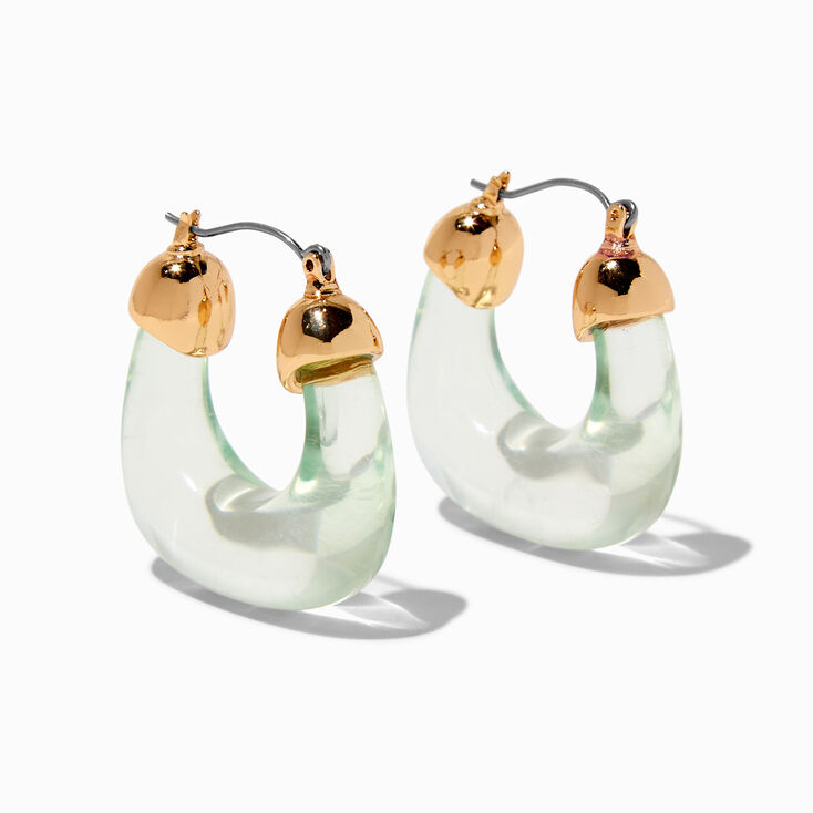 Blue Clear Acrylic Gold-tone Hoop Earrings,