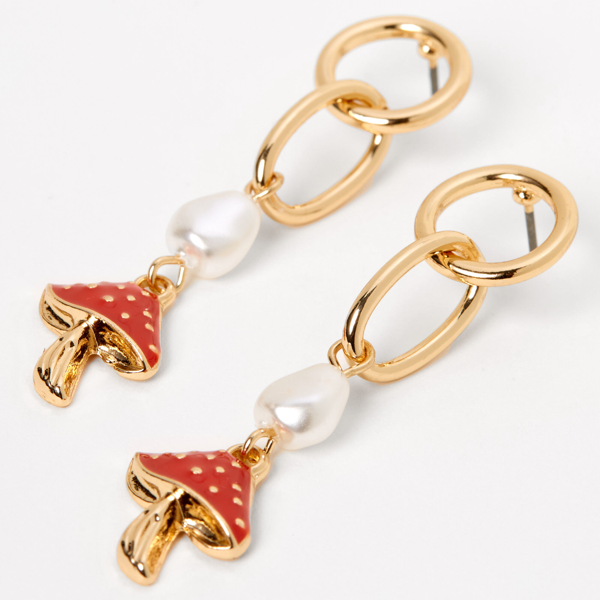 Gold 2'' Mushroom Drop Earrings,