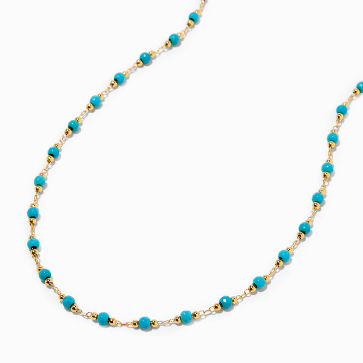 C LUXE by Claire&#39;s 18k Yellow Gold Plated Turquoise Beaded Necklace,