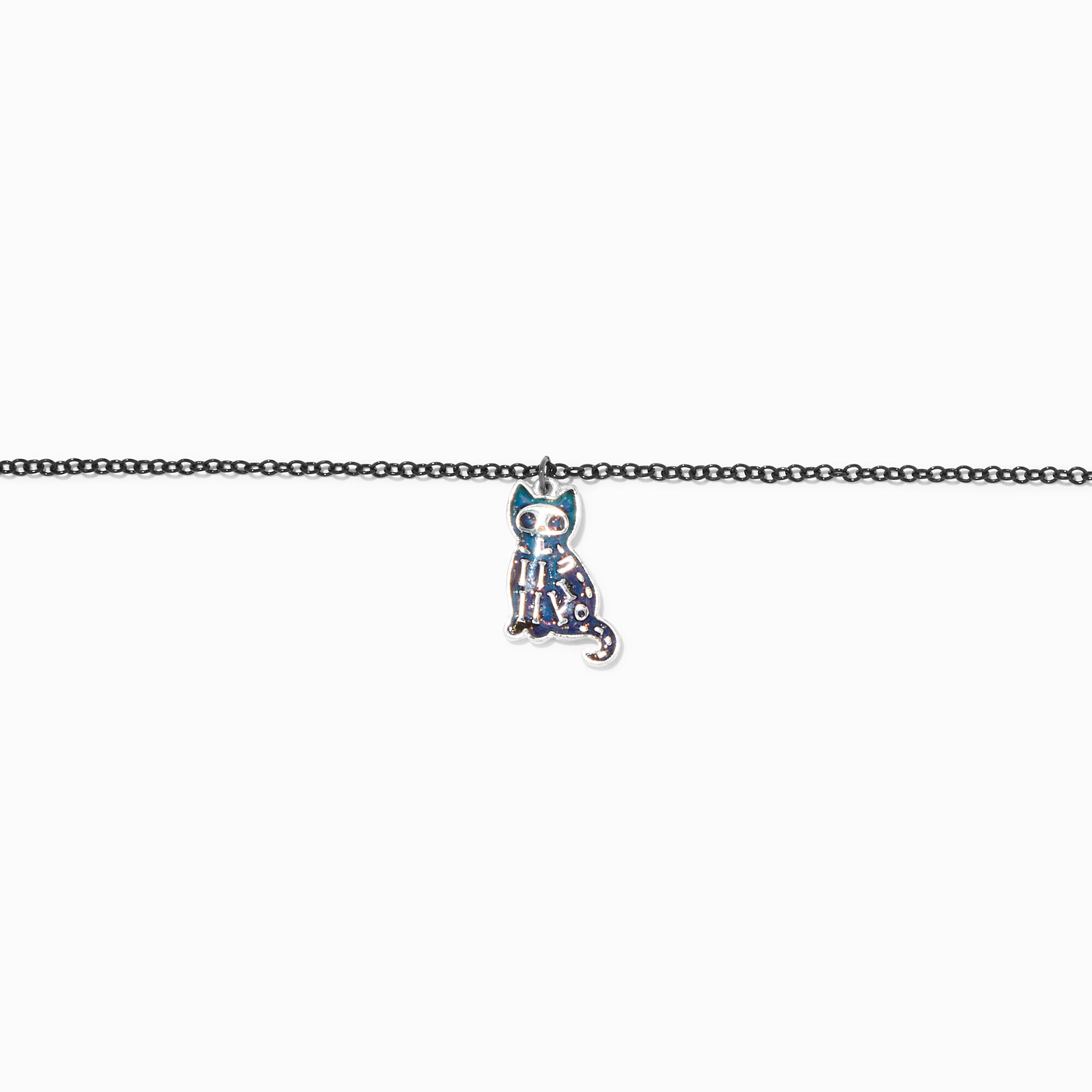 Ras-de-cou pendentif d’humeur chat squelette,