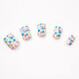 Rainbow Polka Dot Square Press On Faux Nail Set - 24 Pack,