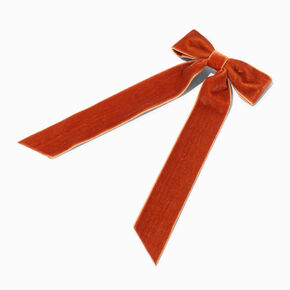 Cinnamon Velvet Long Tail Hair Bow Clip,