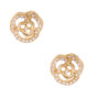 Gold Pearl Flower Stud Earrings,