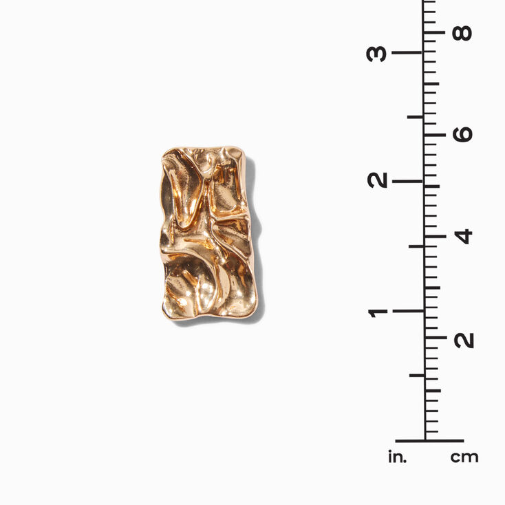 Gold-tone Crumpled Rectangle 1.5&quot; Drop Earrings,