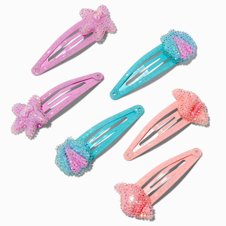 Claire&#39;s Club Bling Seashells Snap Hair Clips - 6 Pack,