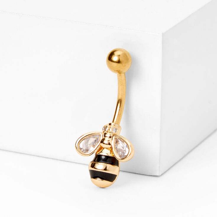 Gold Bumblebee Belly Ring,