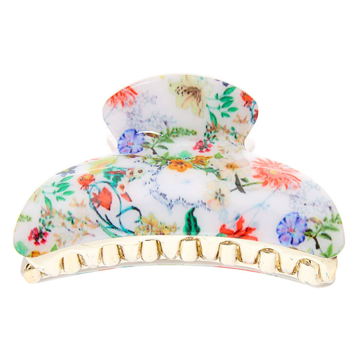 Antique Floral Hair Claw - White,