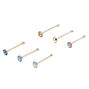 Silver Swarovski&reg; Elements 22G Crystal Nose Studs - 6 Pack,