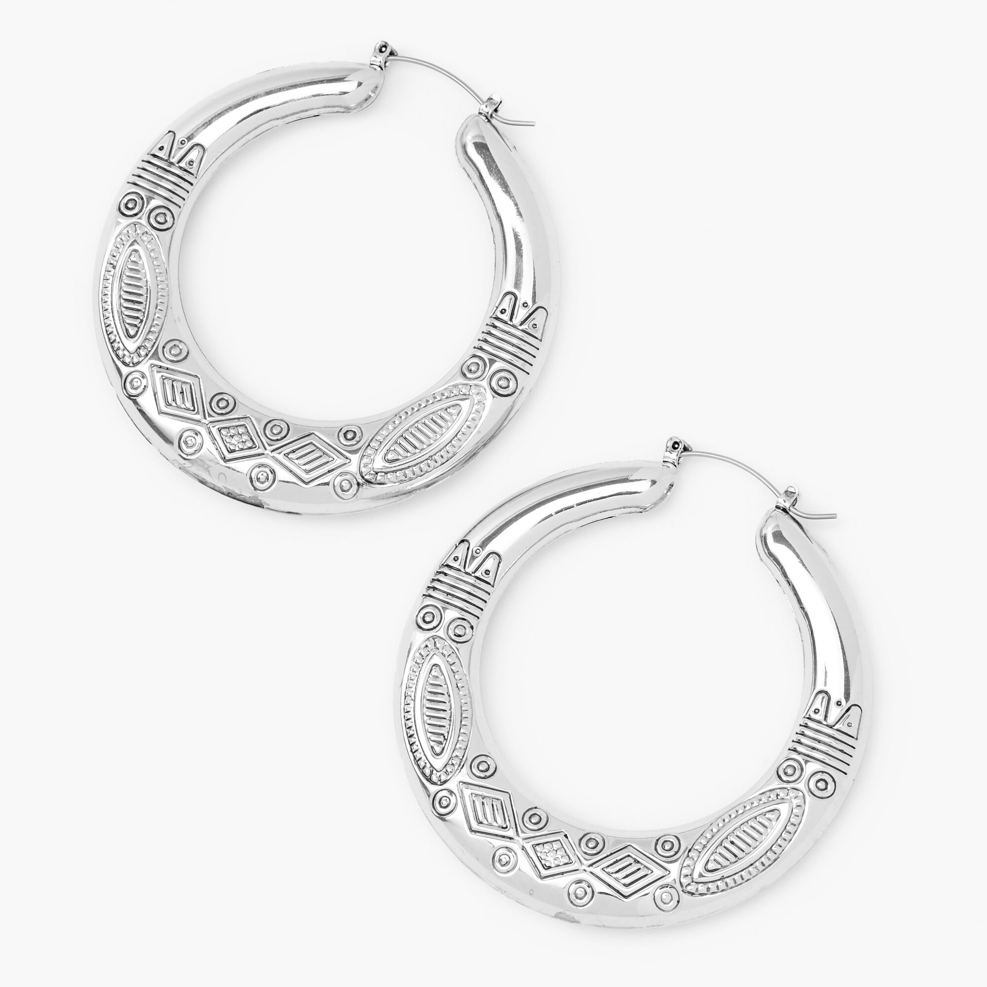 Silver boho shop hoop earrings