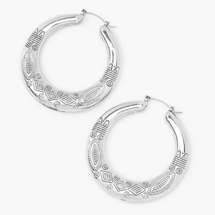 Silver 60MM Boho Hoop Earrings,