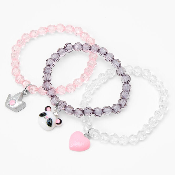 Claire&#39;s Club Glitter Panda Beaded Stretch Bracelets - 3 Pack,