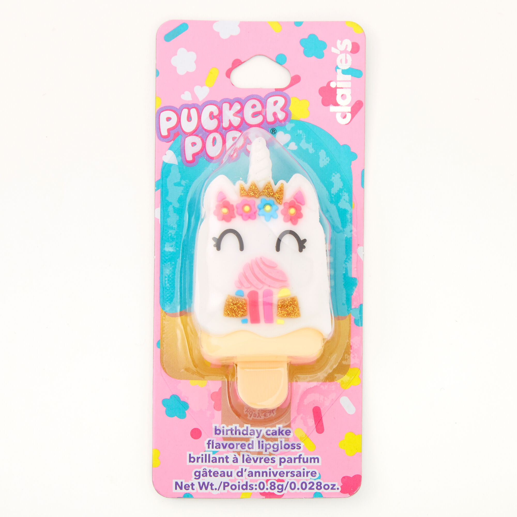 Pucker Pops® Unicorn Cupcake Lip Gloss - Birthday Cake,