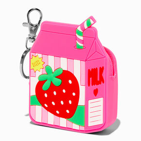 Strawberry Milk Jelly Coin Purse Keychain,