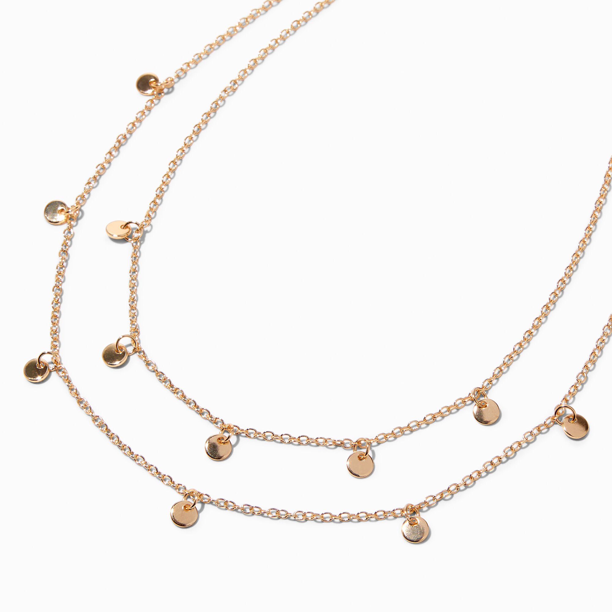 View Claires Tone Disc Charm MultiStrand Necklace Gold information
