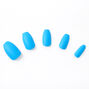 Neon Matte Coffin Faux Nail Set - Blue, 24 Pack,