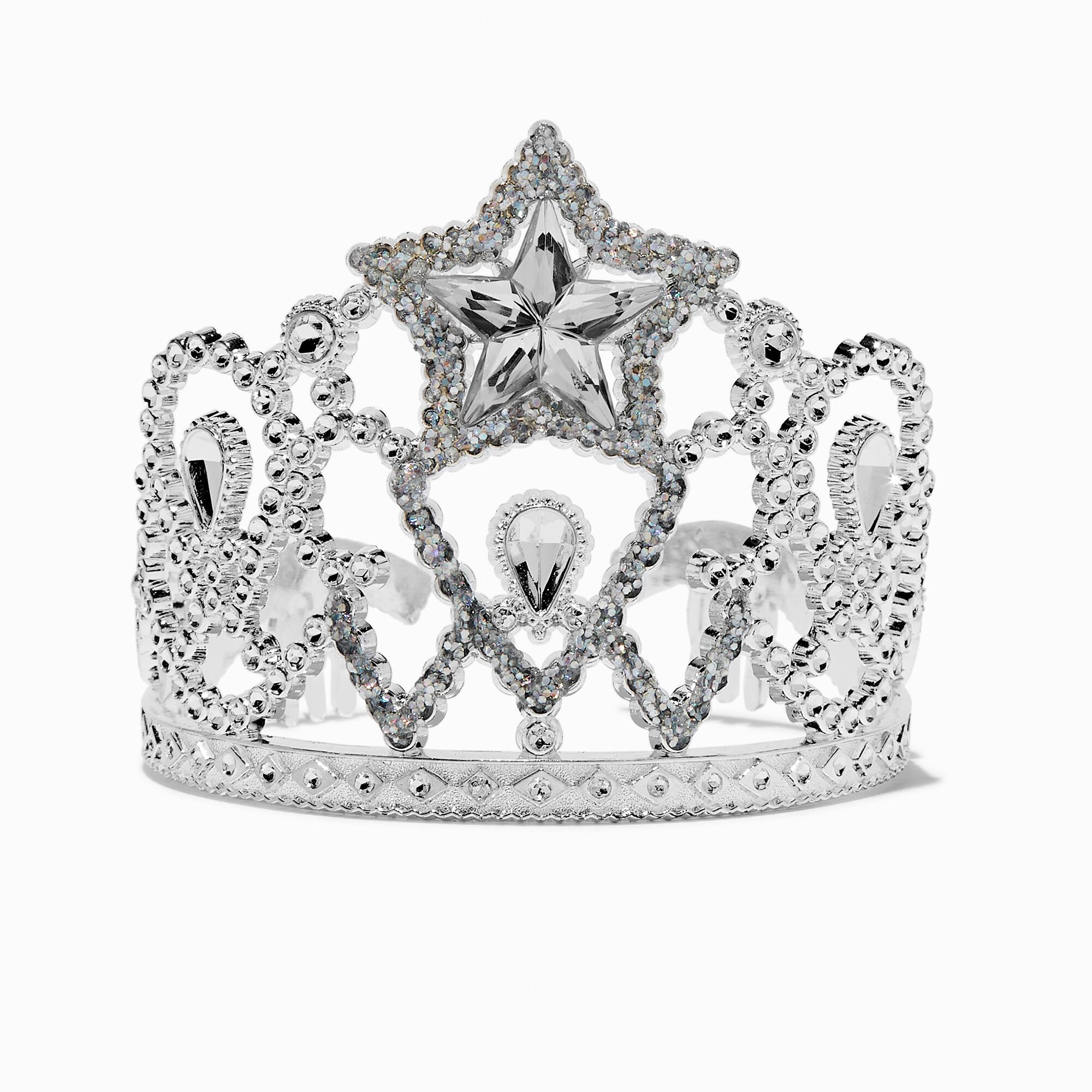 Claire's Club Starry Silver-tone Crown,