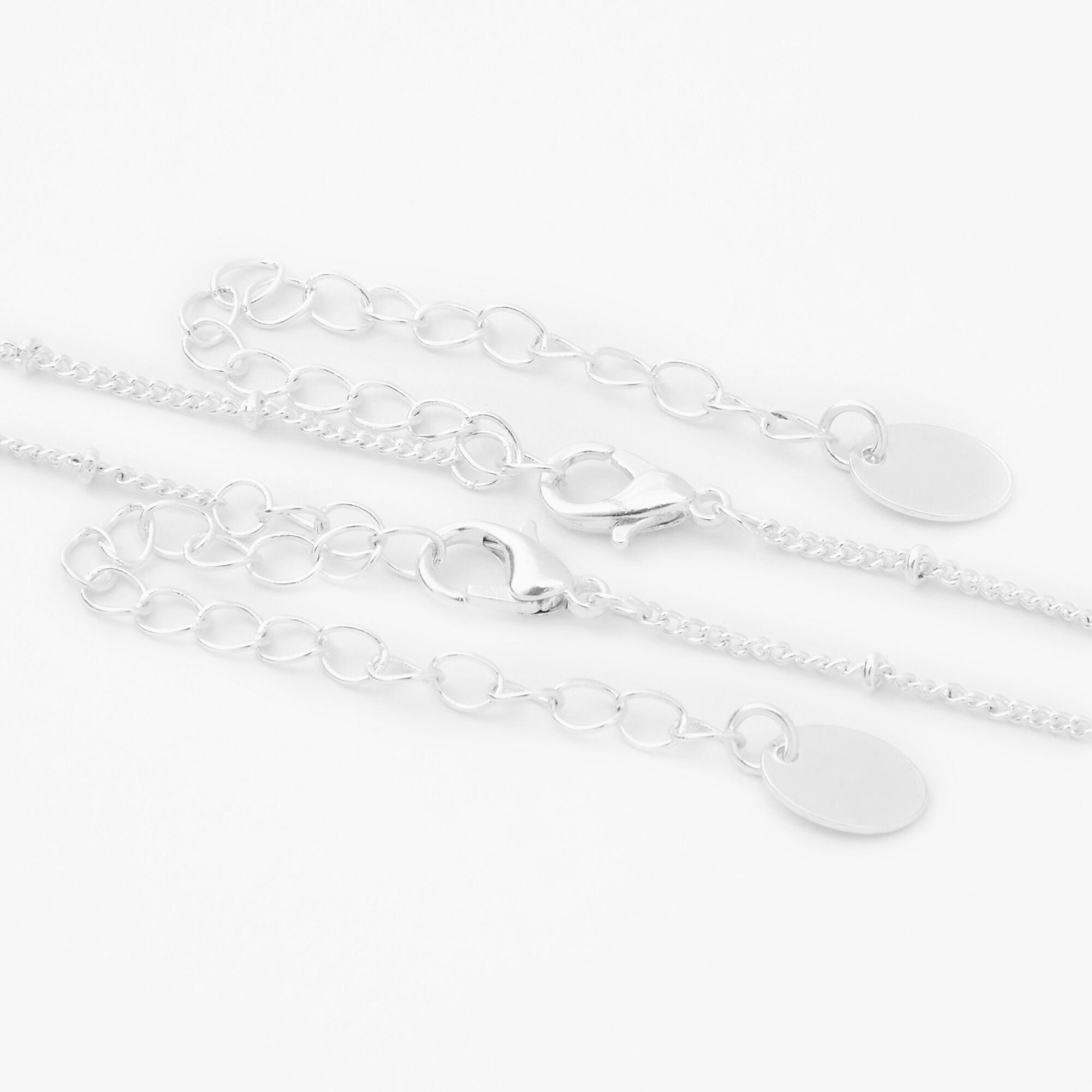 Silver Heart Purple & Blue Key Pendant Necklace Set - 2 Pack,
