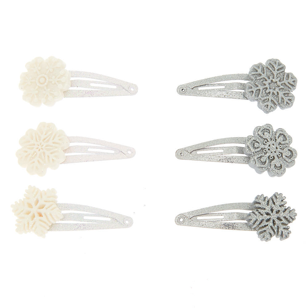 Claire's Club Snowflake Snap Hair Clips - 6 Pack,