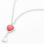 Claire&#39;s Club Silver Heart Key Pendant Necklace,