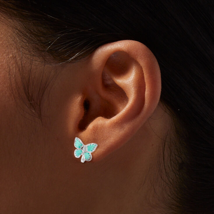Green Threaded Design Clip-On Stud Earrings,