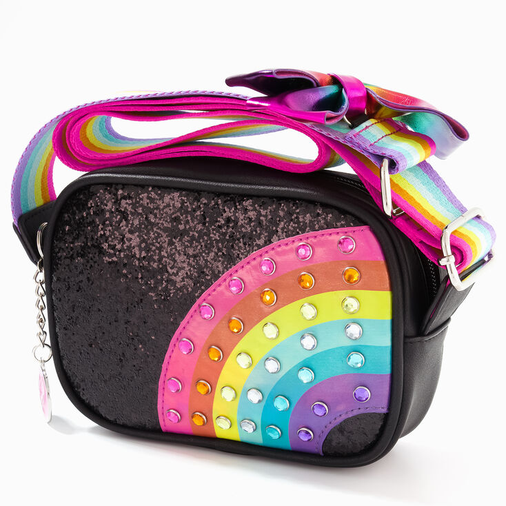 Jojo Siwa™ Black Glitter Rainbow Crossbody Bag | Claire's