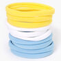 Blue, White, &amp; Yellow Rolled Hair Ties - 10 Pack,