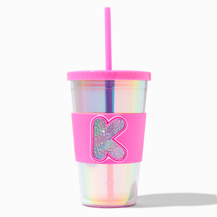 Bedazzled Initial Tumbler - K,