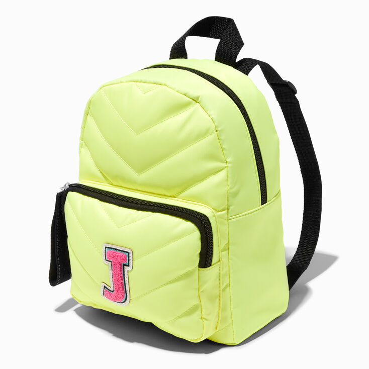 Yellow Chevron Varsity Initial Mini Backpack - J,