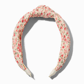 Pleated Pink Floral Knotted Headband,
