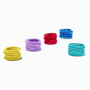 Petits &eacute;lastiques en lurex vari&eacute;s aux couleurs vives - Lot de 30,