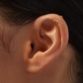 Boucle d&#39;oreille pour piercing de cartilage 16&nbsp;G en titane couleur dor&eacute;e &eacute;toiles fuchsia,