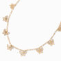 Gold-tone Filigree Butterfly Charms Figaro Chain Necklace,