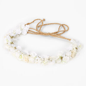 Bandeau couronne de fleurs blanc,