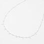 Silver-tone Cubic Zirconia Stone Beaded Choker Necklace,